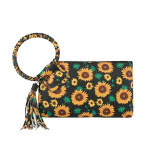 Load image into Gallery viewer, Black Sunflower Bangle Clutch
