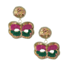Load image into Gallery viewer, Sequin Mardi Gras Mask Earrings
