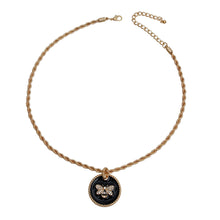 Load image into Gallery viewer, Black Bee Pendant Gold Twisted Chain
