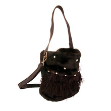 Load image into Gallery viewer, Black Fur Pearl Stud Bucket Bag
