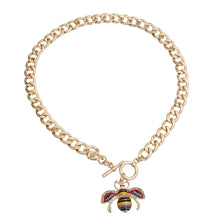 Load image into Gallery viewer, Multicolored Rhinestone Bee Toggle Necklace
