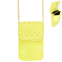 Load image into Gallery viewer, Yellow Quilted Rhinestone Cellphone Bag
