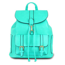 Load image into Gallery viewer, Aqua Buckle Flap Backpack
