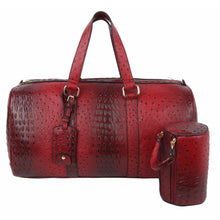 Load image into Gallery viewer, Red Ostrich Weekender Duffel Bag
