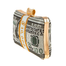 Load image into Gallery viewer, Black Bling Banded Cash Luxury Clutch
