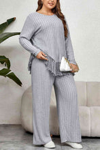 Load image into Gallery viewer, Plus Size Tassel Hem Top and Pants Set

