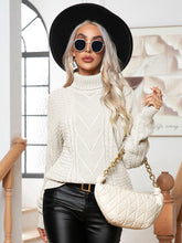 Load image into Gallery viewer, Turtleneck Cable-Knit Long Sleeve Sweater
