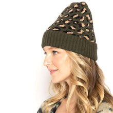 Load image into Gallery viewer, Olive Leopard Cuff Beanie
