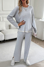 Load image into Gallery viewer, Contrast Trim Round Neck Top and Pants Set
