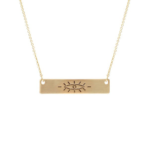 Gold Evil Eye Plate Necklace