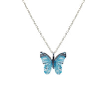 Load image into Gallery viewer, Blue Dipped Real Leaf Butterfly Necklace
