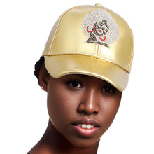 Load image into Gallery viewer, Gold Rhinestone Afro Woman Hat
