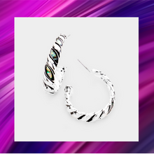 Load image into Gallery viewer, Abalone Twisted Hoop Earrings - Silver - E1019

