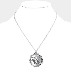 Amazing Grace Metal Cross Open Circle Message Pendant Necklace