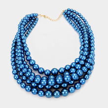 Load image into Gallery viewer, Blue Multi Strand Necklace &amp; Earrings -N1017
