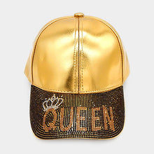 Load image into Gallery viewer, Bling Queen Message Baseball Cap Gold
