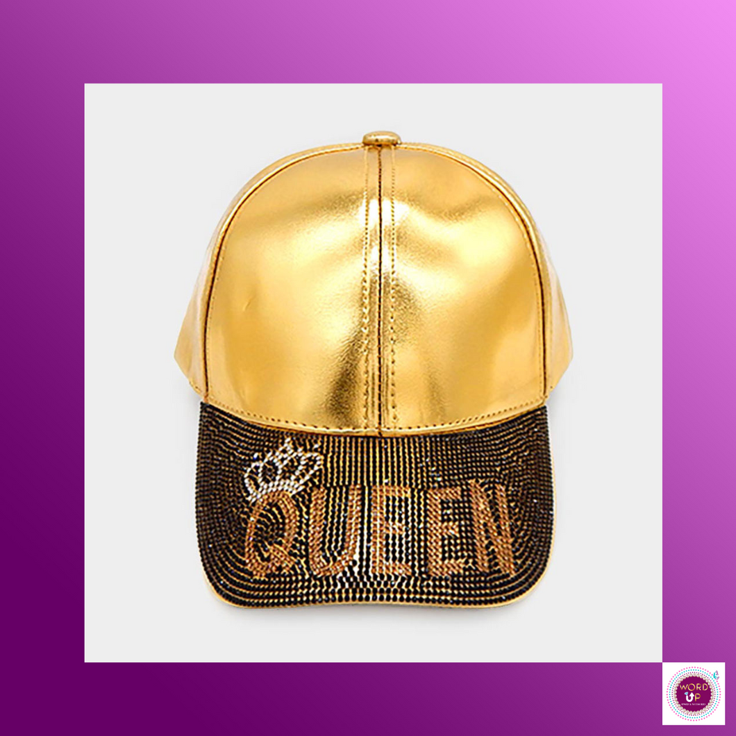 Bling Queen Message Baseball Cap Gold