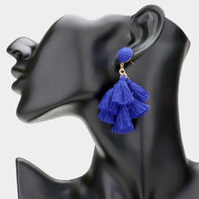 Load image into Gallery viewer, Blue Cluster Dangle Tassel Earrings
