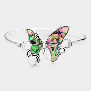 Abalone Butterfly Cord Necklace, Earrings & Bracelet 3Pc. Set