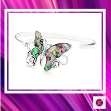 Load image into Gallery viewer, Abalone Butterfly Cord Necklace, Earrings &amp; Bracelet 3Pc. Set
