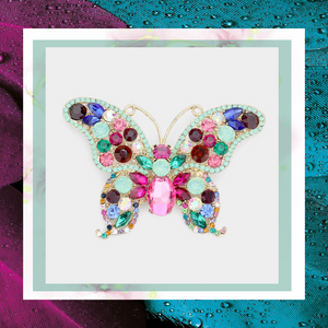 Butterfly Rhinestone Brooch Pin Iridescent