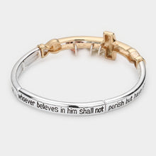 Load image into Gallery viewer, John 3:16 Cross Stretch Bracelet - Mixed Metal -B1047
