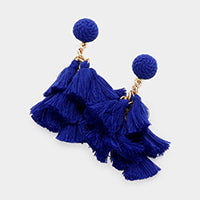 Load image into Gallery viewer, Blue Cluster Dangle Tassel Earrings
