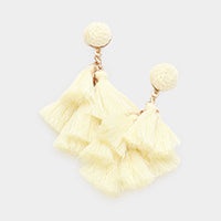 Tassel Cluster Vine Dangle Earrings Cream