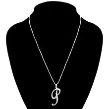 Load image into Gallery viewer, Letter P Monogram Necklace - White Rhinestone Letter P Pendant Necklace - N104
