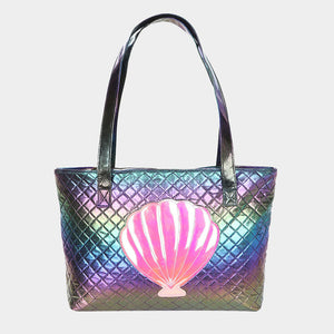 The Journey Collection - Shell Hologram Metallic Oil Spill Beach Tote