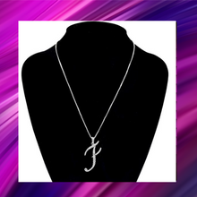 Load image into Gallery viewer, Letter F Monogram Necklace - White Rhinestone Letter F Pendant Necklace - N1042
