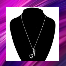 Load image into Gallery viewer, Letter A Monogram Necklace - White Rhinestone Letter A Pendant Necklace - N1040
