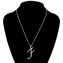 Load image into Gallery viewer, Letter F Monogram Necklace - White Rhinestone Letter F Pendant Necklace - N1042
