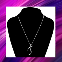 Load image into Gallery viewer, Letter T- Monogram Pendant Rhinestone Necklace - White - N1039
