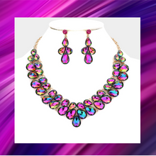 Load image into Gallery viewer, Oil Spill Multi Necklace &amp; Earrings 2Pc. Set - N1030
