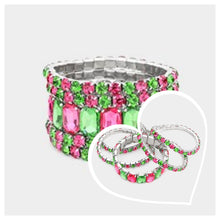 Load image into Gallery viewer, Pink Green Stretch Tennis Bracelets
