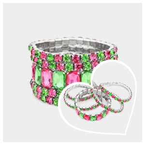 Pink Green Stretch Tennis Bracelets