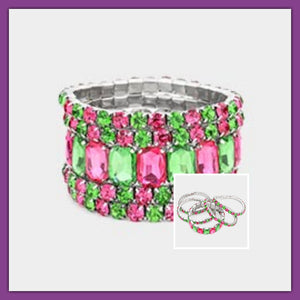 Pink Green Stretch Tennis Bracelets