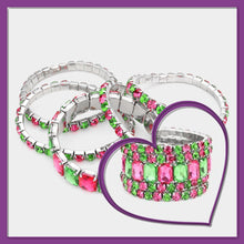 Load image into Gallery viewer, Pink Green Stretch Tennis Bracelets
