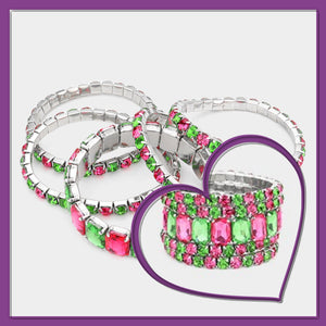 Pink Green Stretch Tennis Bracelets