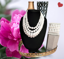 Load image into Gallery viewer, White Pearl 3Pc. Set - Necklace Earrings Bracelet
