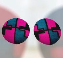 Load image into Gallery viewer, Artisan Collection Multi-colored Button Earrings African Ankara
