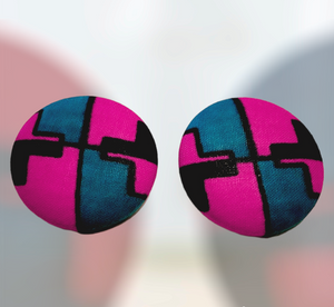 Artisan Collection Multi-colored Button Earrings African Ankara