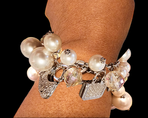 Pearl Charm Bracelet - White - B1080