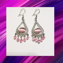 Load image into Gallery viewer, Pink Moonstone Dangle Earrings
