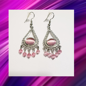 Pink Moonstone Dangle Earrings
