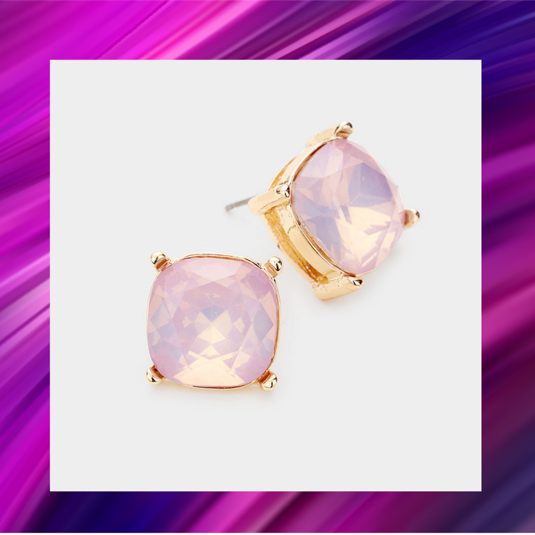 Pink Opal Stud Earrings  - E1049