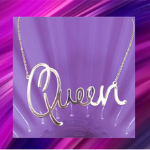 Load image into Gallery viewer, Queen Message Pendant Gold Necklace - N1072
