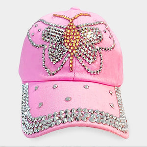 PREORDER - Studded Bling Butterfly Hat - Pink