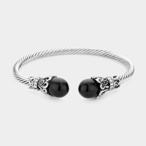 Twisted Rope Cuff Bracelet - Black Pearl Cuff Bracelet - B1009